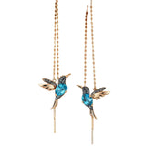 BOUCLES D'OREILLES COLIBRI ÉMAIL ZIRCONE | OR