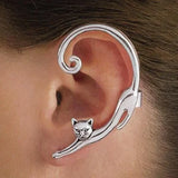 Silver Whisker Charm One-Sided Earring | White Gold