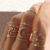 10 Pack of Bohemian Rings - Gold