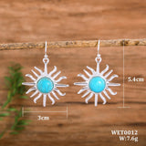 BOUCLES D'OREILLES WESTERN BOHÈME SOLEIL FORME TURQUOISE GOUTTE