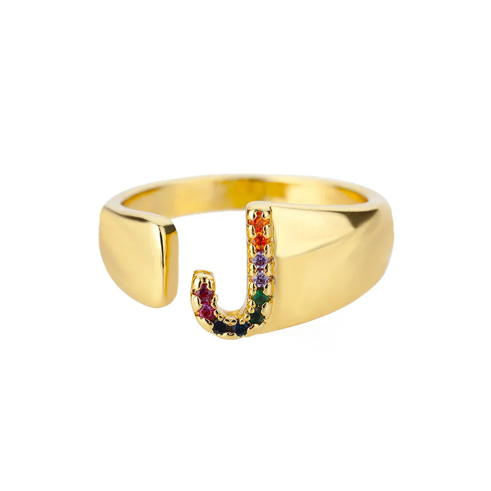 Joy - Gold Stainless Steel Initial Ring