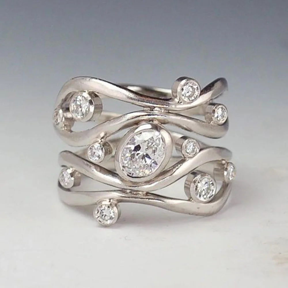 BAGUE VINTAGE ARGENT INCRUSTÉ ZIRCONE