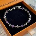 Heart Charm Amethyst Bracelet | White Gold