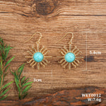 BOUCLES D'OREILLES WESTERN BOHÈME SOLEIL FORME TURQUOISE GOUTTE