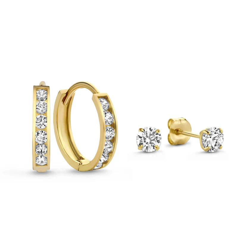 Ensemble Dara Brillane Pierre Boucles d'Oreilles | Or