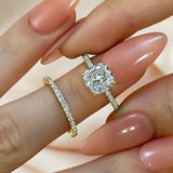 Bridal Cushion 2PC Ring Set | Gold