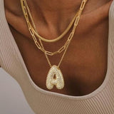 Bubble letter initial necklace set | Gold