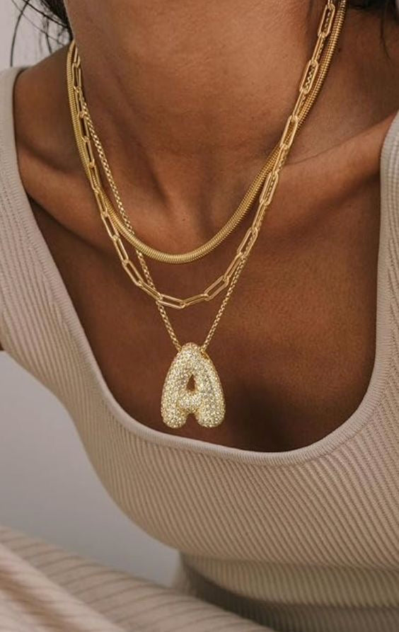ENSEMBLE DE COLLIERS BULLE LETTRE INITIALE | OR