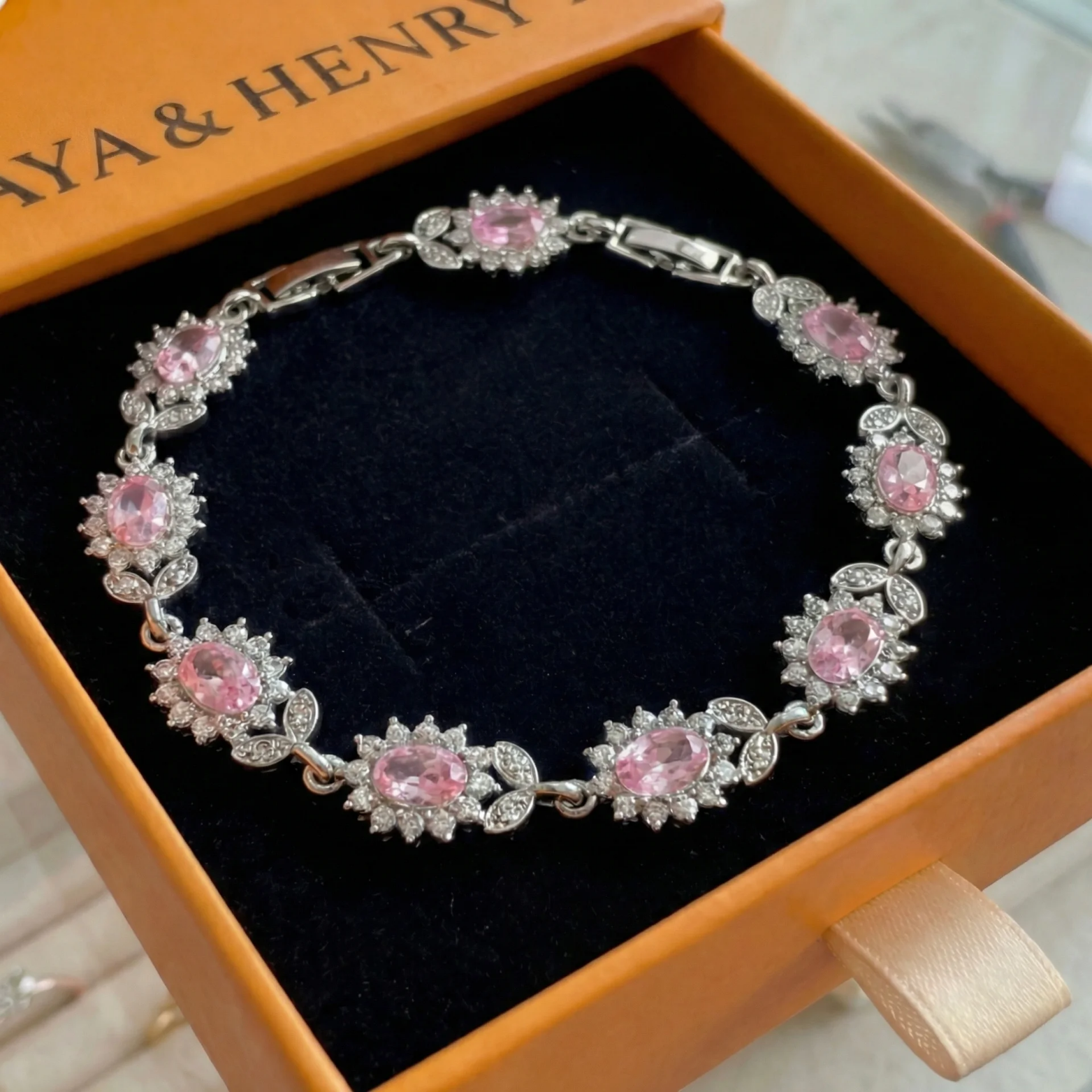 Bracelet Iridessa Épine Rose | Or Blanc