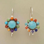 BOUCLES D'OREILLES MULTICOLORE TURQUOISE CRÉOLE