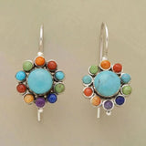 BOUCLES D'OREILLES MULTICOLORE TURQUOISE CRÉOLE