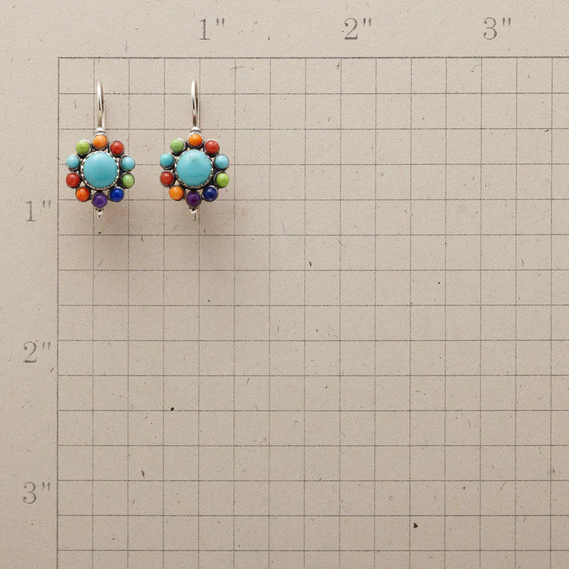 BOUCLES D'OREILLES MULTICOLORE TURQUOISE CRÉOLE