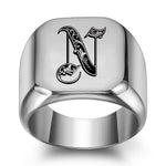 Classic Noble Initial Ring | White Gold