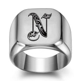 Classic Noble Initial Ring | White Gold