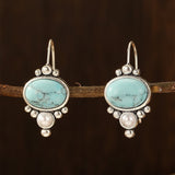 Vintage Silver Plated Turquoise & Pearl Drop Earrings