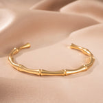 Bamboo Cuff Bracelet | White Gold