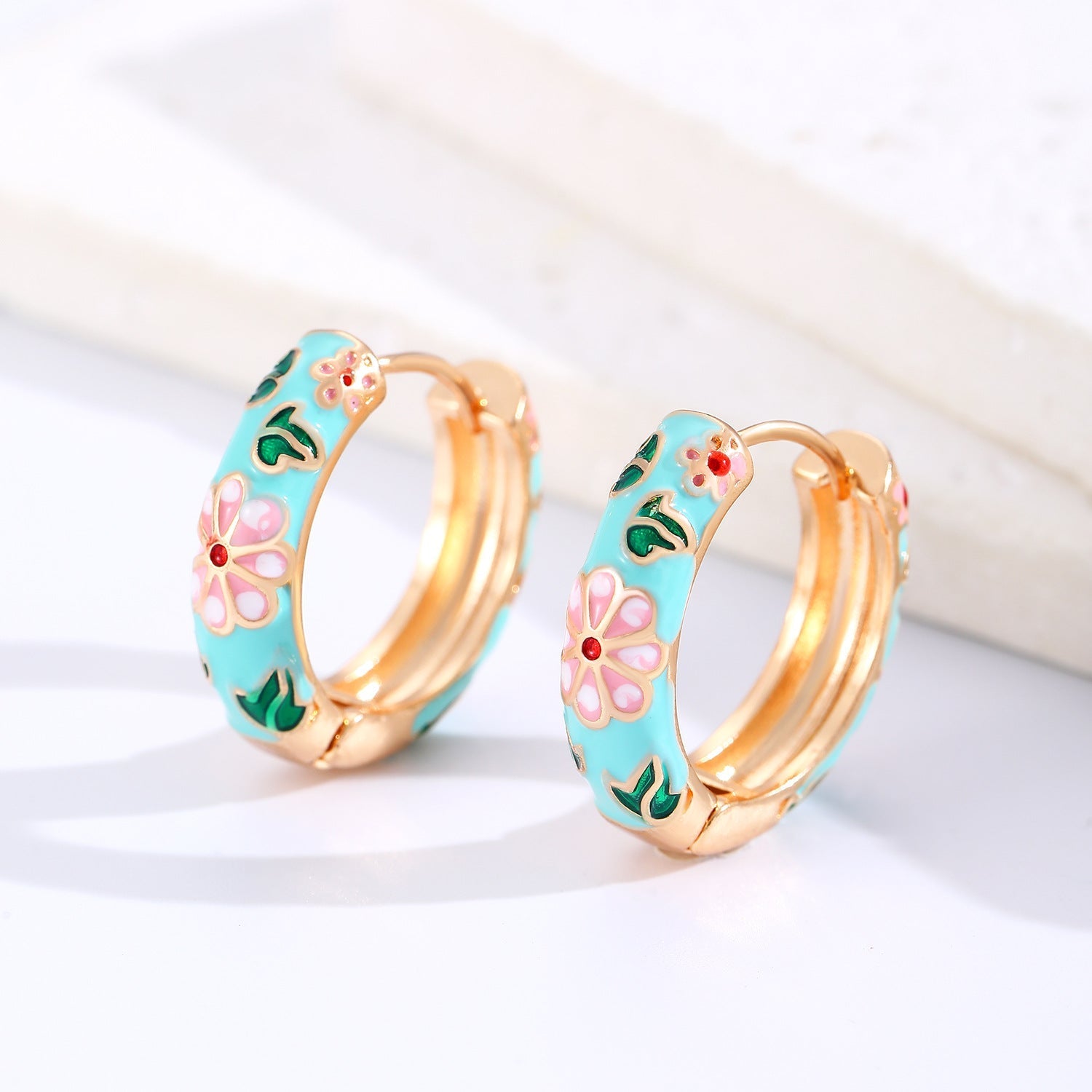 Boucles d'Oreilles Coloré Floral Créole | Or