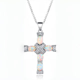 Lumen Opal Cross Necklace | Gold