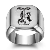 Classic Noble Initial Ring | White Gold