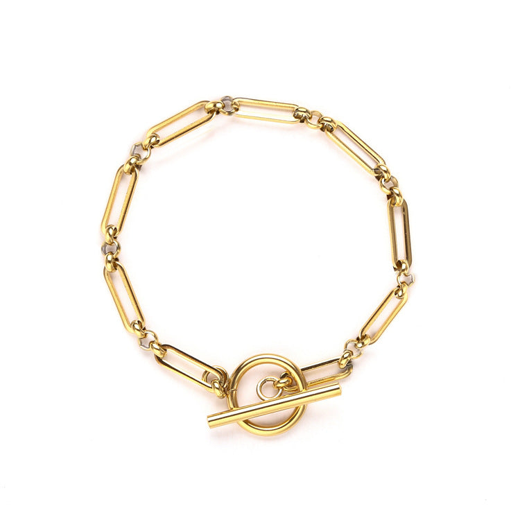 Bracelet Maillon Barrette en T | Or