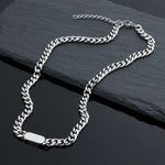 Cuban Chain Tag Necklace | White Gold