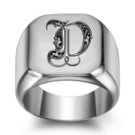 Classic Noble Initial Ring | White Gold