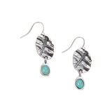BOUCLES D'OREILLES VINTAGE BOTANIQUE TURQUOISE OVALE FEUILLE GOUTTE