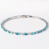Natural Turquoise Stone Bracelet | White Gold