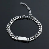Cuban Chain Tag Bracelet | White Gold
