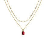 Paperclip Layered Ruby Necklace | Gold