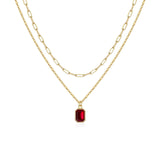 Paperclip Layered Ruby Necklace | Gold