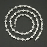 Classic Cluster Tennis Necklace | White Gold