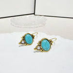 Vintage Silver Plated Turquoise & Pearl Drop Earrings