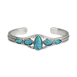 Turquoise Teardrop Open Bracelet | White Gold