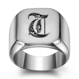 Classic Noble Initial Ring | White Gold