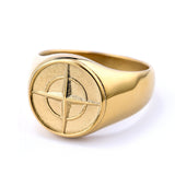 Classic Compass Signet Ring | White Gold
