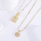 Moissanite letter initial necklace set - Gold