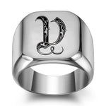 Classic Noble Initial Ring | White Gold
