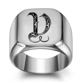 Classic Noble Initial Ring | White Gold