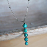 COLLIER VINTAGE ETHNIQUE TURQUOISE GÉOMÉTRIQUE MOTIF PENDENTIF