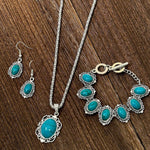 Vintage Bohemian Turquoise Floral Geometric Pattern Jewelry Set