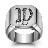 Classic Noble Initial Ring | White Gold