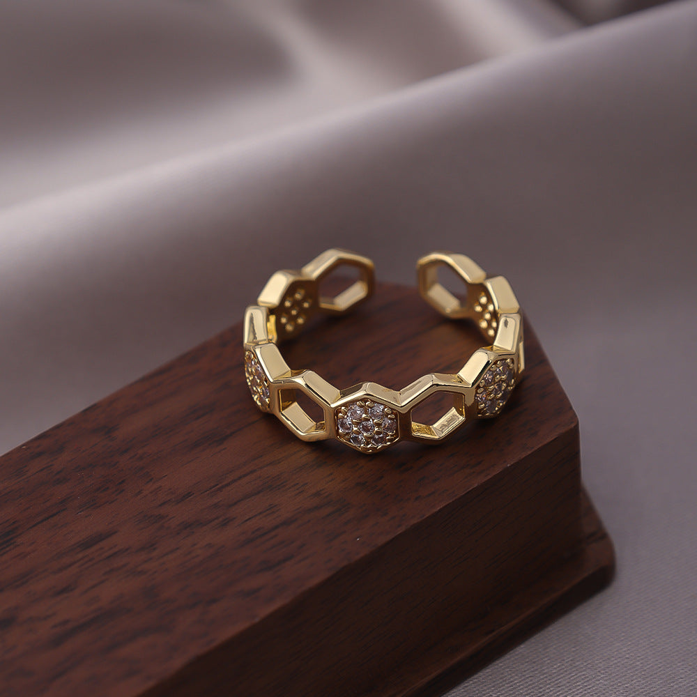 Bague Cristal Nid d'Abeille | Or