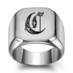 Classic Noble Initial Ring | White Gold