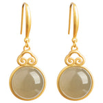 VINTAGE VERT PIERRE DE LUNE BOUCLES D'OREILLES