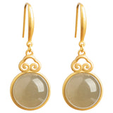 VINTAGE VERT PIERRE DE LUNE BOUCLES D'OREILLES