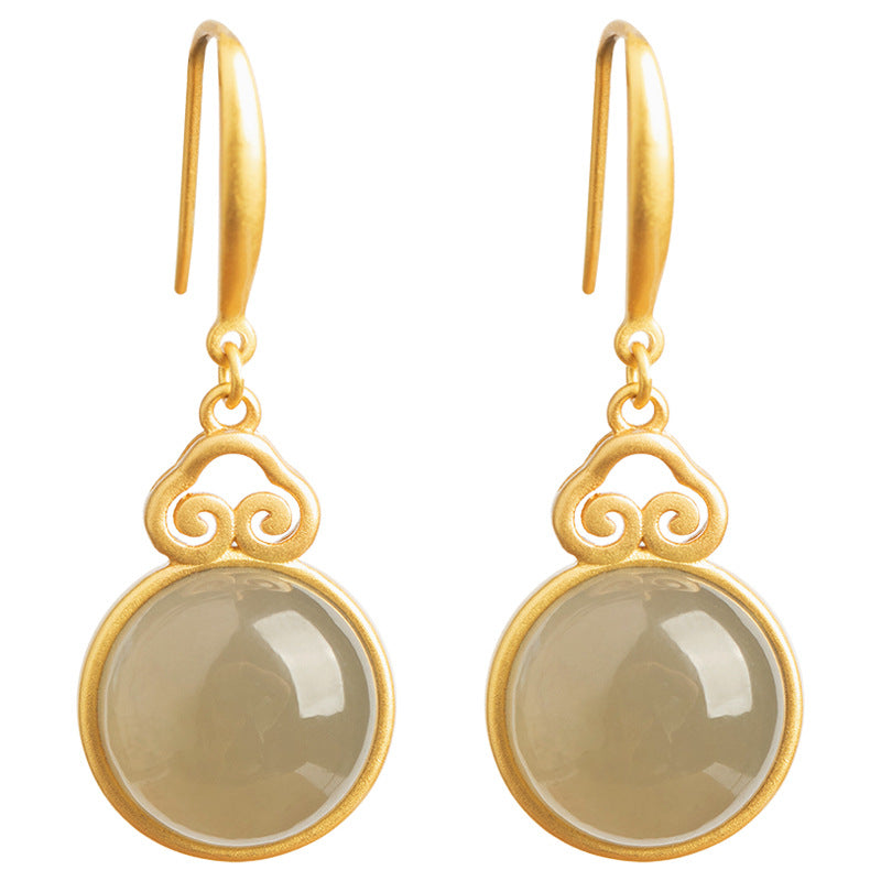 VINTAGE VERT PIERRE DE LUNE BOUCLES D'OREILLES