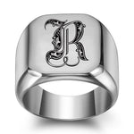 Classic Noble Initial Ring | White Gold