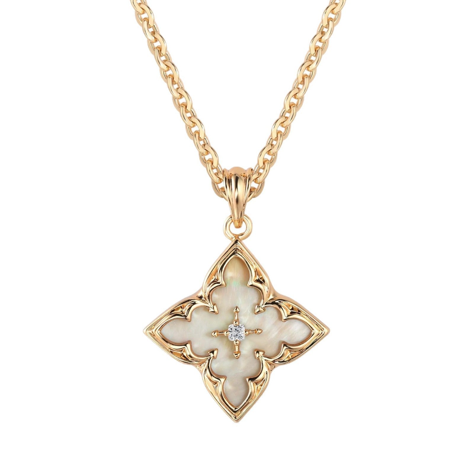 Collier Blanc Trèfle Pendentif | Or