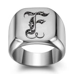 Classic Noble Initial Ring | White Gold